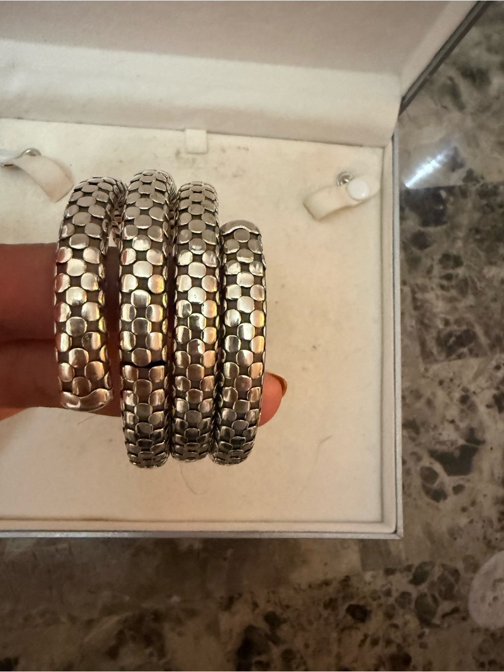 John Hardy Silver-Tone Hexagon Coil Bracelet Set